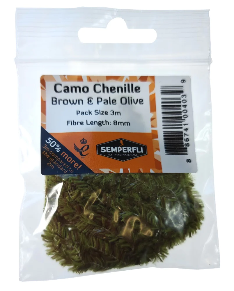 Camo Chenille Brown & Pale Olive 15 mm