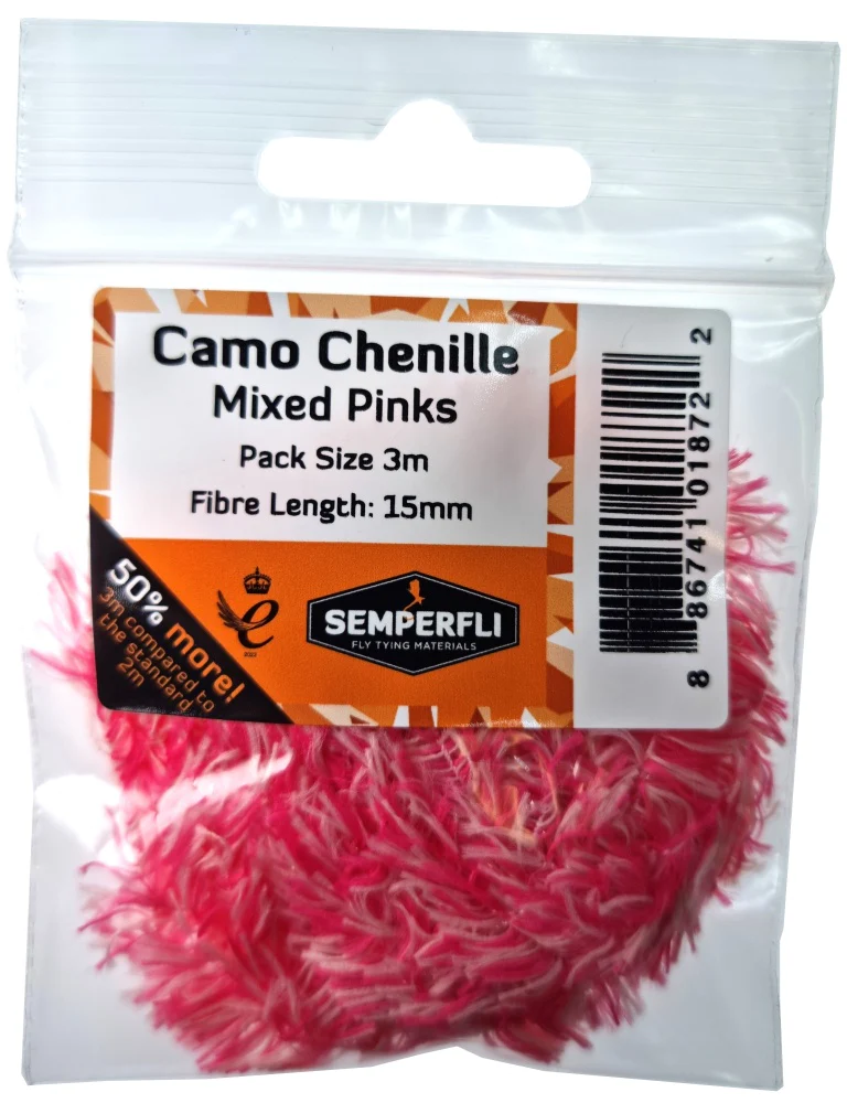 Camo Chenille Mixed Pinks 15 mm