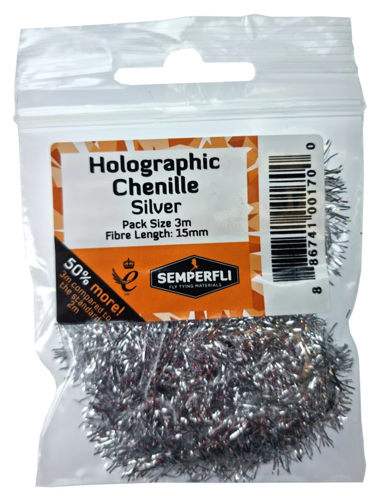 Holographic Chenille Silver 15 mm