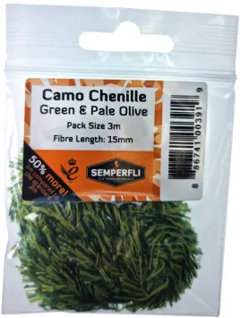 Camo Chenille Green & Pale Olive 15 mm